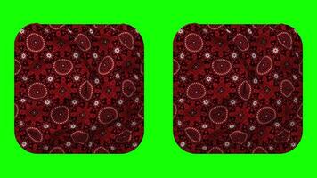Sindhi Ajrak Flag in Squire Shape Isolated with Plain and Bump Texture, 3D Rendering, Green Screen, Alpha Matte video
