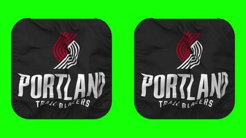 Portland Trail Blazers Flag in Squire Shape Isolated with Plain and Bump Texture, 3D Rendering, Green Screen, Alpha Matte video