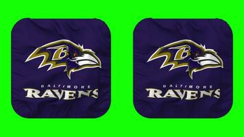 Baltimore Ravens Flag in Squire Shape Isolated with Plain and Bump Texture, 3D Rendering, Green Screen, Alpha Matte video