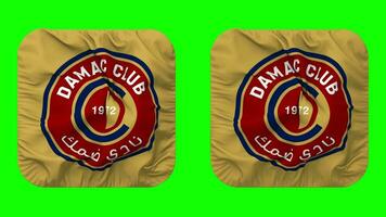 Damac Football club drapeau dans écuyer forme isolé avec plaine et bosse texture, 3d le rendu, vert filtrer, alpha mat video