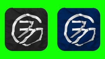 grupp av 77, g77 flagga i väpnare form isolerat med enkel och stöta textur, 3d tolkning, grön skärm, alfa matt video