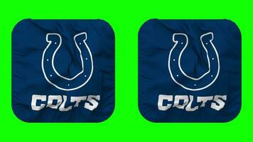 Indianapolis Colts Flag in Squire Shape Isolated with Plain and Bump Texture, 3D Rendering, Green Screen, Alpha Matte video