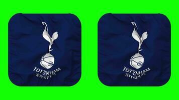 Tottenham Hotspur Football Club Flag in Squire Shape Isolated with Plain and Bump Texture, 3D Rendering, Green Screen, Alpha Matte video