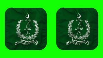 Supreme Court of Pakistan Flag in Squire Shape Isolated with Plain and Bump Texture, 3D Rendering, Green Screen, Alpha Matte video