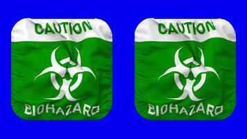 Caution Biohazard Sign Flag in Squire Shape Isolated with Plain and Bump Texture, 3D Rendering, Green Screen, Alpha Matte video