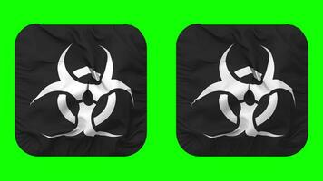 Biohazard Sign Flag in Squire Shape Isolated with Plain and Bump Texture, 3D Rendering, Green Screen, Alpha Matte video