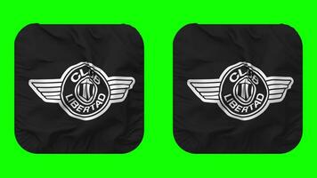 Club Libertad Flag in Squire Shape Isolated with Plain and Bump Texture, 3D Rendering, Green Screen, Alpha Matte video