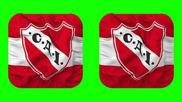 Club Atletico Independiente Flag in Squire Shape Isolated with Plain and Bump Texture, 3D Rendering, Green Screen, Alpha Matte video