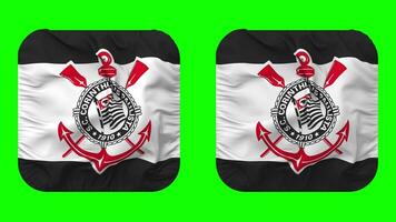 Sport Club Corinthians Paulista Flag in Squire Shape Isolated with Plain and Bump Texture, 3D Rendering, Green Screen, Alpha Matte video