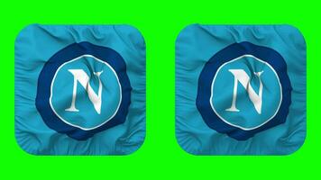 Societa Sportiva Calcio Napoli, SSC Napoli Flag in Squire Shape Isolated with Plain and Bump Texture, 3D Rendering, Green Screen, Alpha Matte video