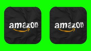 Amazon Web Services Flag in Squire Shape Isolated with Plain and Bump Texture, 3D Rendering, Green Screen, Alpha Matte video