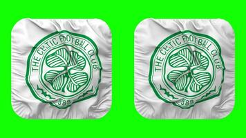 The Celtic Football Club Flag in Squire Shape Isolated with Plain and Bump Texture, 3D Rendering, Green Screen, Alpha Matte video