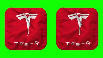 Tesla Inc Flag in Squire Shape Isolated with Plain and Bump Texture, 3D Rendering, Green Screen, Alpha Matte video