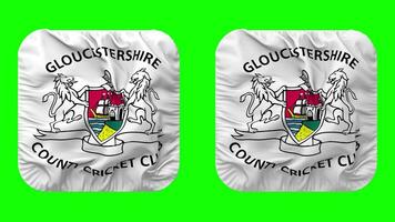 gloucestershire grevskap cricket klubb flagga i väpnare form isolerat med enkel och stöta textur, 3d tolkning, grön skärm, alfa matt video