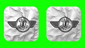 Club Libertad Flag in Squire Shape Isolated with Plain and Bump Texture, 3D Rendering, Green Screen, Alpha Matte video