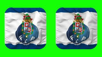 Futebol Clube do Porto Flag in Squire Shape Isolated with Plain and Bump Texture, 3D Rendering, Green Screen, Alpha Matte video