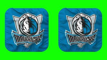 Dallas Mavericks Flag in Squire Shape Isolated with Plain and Bump Texture, 3D Rendering, Green Screen, Alpha Matte video