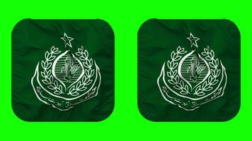 Government of Sindh Flag in Squire Shape Isolated with Plain and Bump Texture, 3D Rendering, Green Screen, Alpha Matte video
