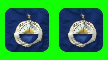 Sharjah Football Club Flag in Squire Shape Isolated with Plain and Bump Texture, 3D Rendering, Green Screen, Alpha Matte video