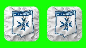 Association de la Jeunesse Auxerroise, AJ Auxerre Football Club Flag in Squire Shape Isolated with Plain and Bump Texture, 3D Rendering, Green Screen, Alpha Matte video