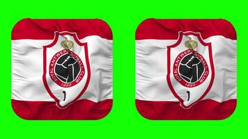 Royal Antwerp Football Club Flag in Squire Shape Isolated with Plain and Bump Texture, 3D Rendering, Green Screen, Alpha Matte video