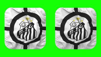 Santos Futebol Clube, Santos FC Flag in Squire Shape Isolated with Plain and Bump Texture, 3D Rendering, Green Screen, Alpha Matte video