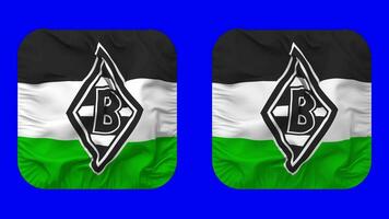 borussia mönchengladbach, borussia mg, bmg bandera en escudero forma aislado con llanura y bache textura, 3d representación, verde pantalla, alfa mate video