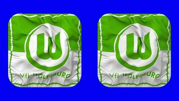 Verein fur Leibesubungen Wolfsburg e V, VfL Wolfsburg Flag in Squire Shape Isolated with Plain and Bump Texture, 3D Rendering, Green Screen, Alpha Matte video