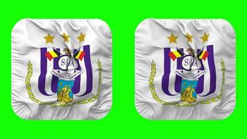 kunglig sportslig klubb anderlecht flagga i väpnare form isolerat med enkel och stöta textur, 3d tolkning, grön skärm, alfa matt video