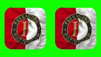 Feyenoord Rotterdam Flag in Squire Shape Isolated with Plain and Bump Texture, 3D Rendering, Green Screen, Alpha Matte video