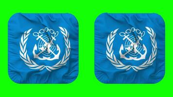internationell havs organisation, imo flagga i väpnare form isolerat med enkel och stöta textur, 3d tolkning, grön skärm, alfa matt video