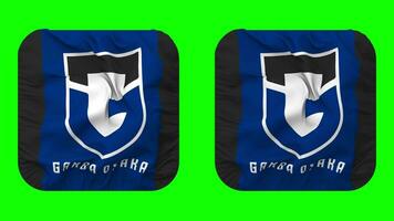 Gamba Osaka Football Club Flag in Squire Shape Isolated with Plain and Bump Texture, 3D Rendering, Green Screen, Alpha Matte video