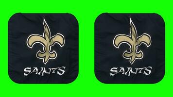 New Orleans Saints Flag in Squire Shape Isolated with Plain and Bump Texture, 3D Rendering, Green Screen, Alpha Matte video