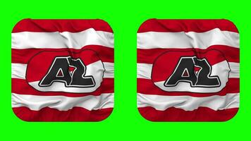 Alkmaar Zaanstreek, AZ Alkmaar Flag in Squire Shape Isolated with Plain and Bump Texture, 3D Rendering, Green Screen, Alpha Matte video