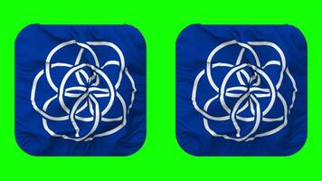 Earth Logo Flag in Squire Shape Isolated with Plain and Bump Texture, 3D Rendering, Green Screen, Alpha Matte video