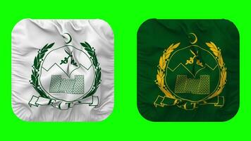 Federally Administered Tribal Areas, FATA Flag in Squire Shape Isolated with Plain and Bump Texture, 3D Rendering, Green Screen, Alpha Matte video