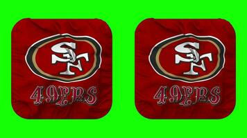 San Francisco 49ers Flag in Squire Shape Isolated with Plain and Bump Texture, 3D Rendering, Green Screen, Alpha Matte video