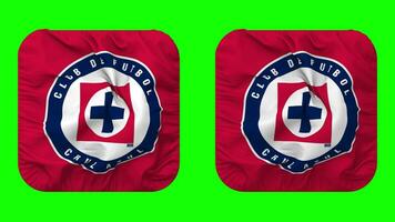 club Delaware futbol cruz azul bandera en escudero forma aislado con llanura y bache textura, 3d representación, verde pantalla, alfa mate video