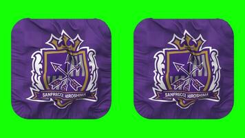 Sanfrecce Hiroshima Flag in Squire Shape Isolated with Plain and Bump Texture, 3D Rendering, Green Screen, Alpha Matte video