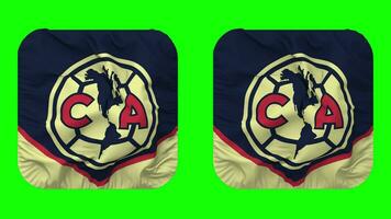 Club de Futbol America SA de CV, Club America Flag in Squire Shape Isolated with Plain and Bump Texture, 3D Rendering, Green Screen, Alpha Matte video