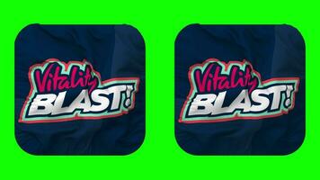 Vitality Blast, T20 Blast Flag in Squire Shape Isolated with Plain and Bump Texture, 3D Rendering, Green Screen, Alpha Matte video