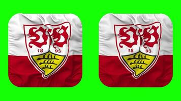 Verein fur Bewegungsspiele Stuttgart 1893 e V, VfB Stuttgart Flag in Squire Shape Isolated with Plain and Bump Texture, 3D Rendering, Green Screen, Alpha Matte video