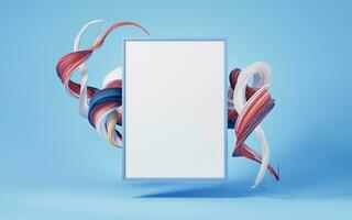 Blank board with abstract flowing gradient lines, 3d rendering. photo