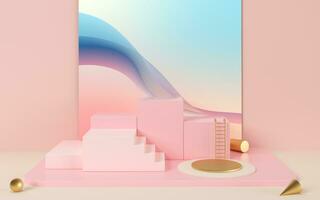 Empty creative stage, object podium, 3d rendering. photo