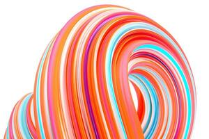 Colorful round geometry, gradient curve background, 3d rendering. photo