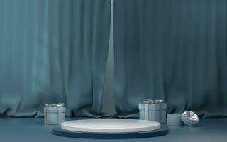 Empty stage with soft curtain background, 3d rendering. photo