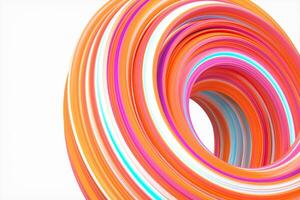 Colorful round geometry, gradient curve background, 3d rendering. photo