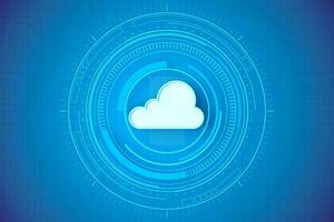 Cloud computing with HUD element, 3d rendering. photo