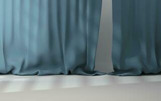 Empty room with soft curtain, 3d rendering. photo