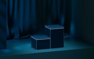 Empty stage with soft curtain background, 3d rendering. photo